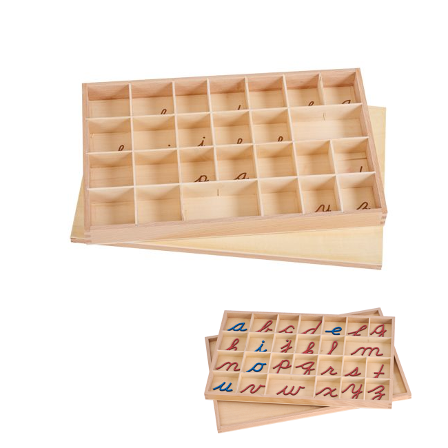 Small Movable Alphabet Box (Lower Case, Cursive)