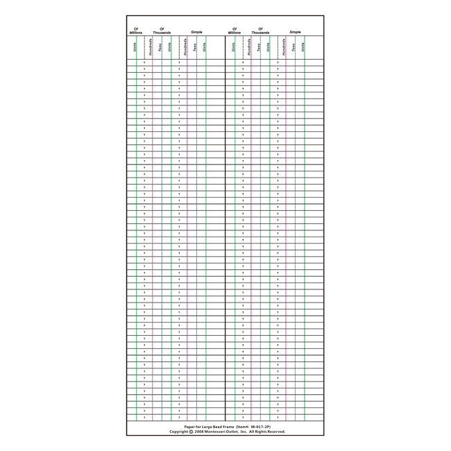 Paper for Large Bead Frame (50 Sheets)