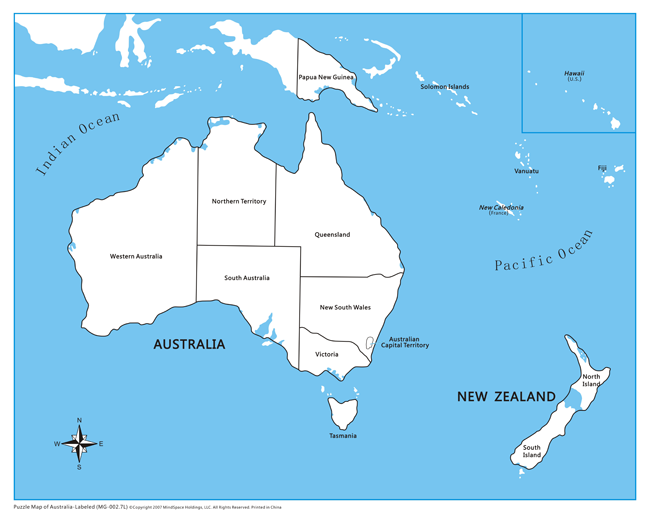 Australia Control Map - Labeled